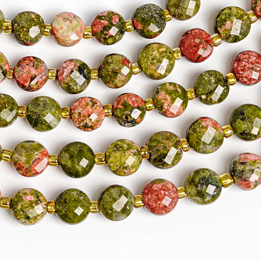 Authentic Sacred Earth Harmony Unakite Disc Beads For Spiritual Alignment