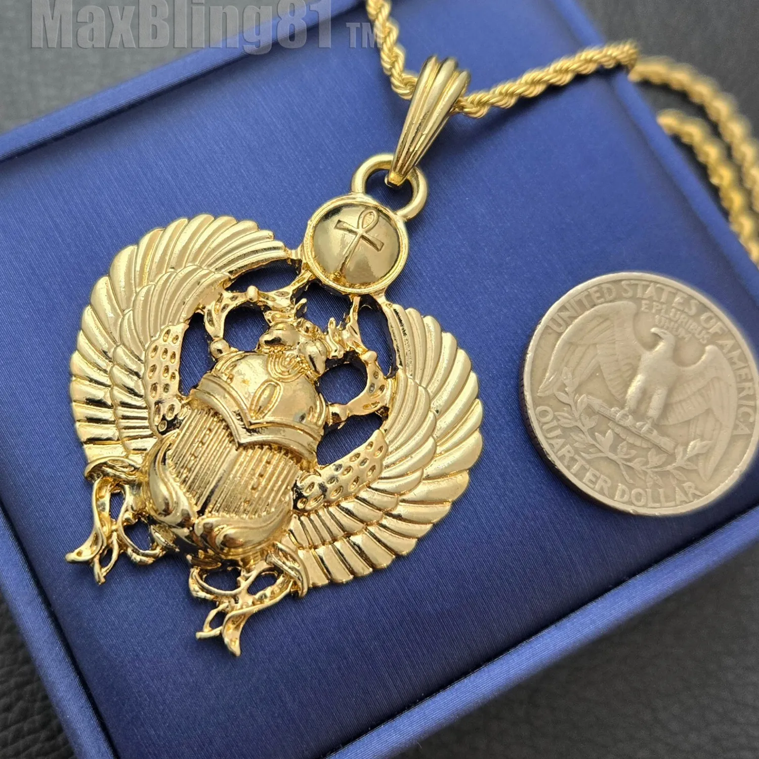 Authentic The Scarab's Blessing: Ancient Rebirth Gold Plated Amulet