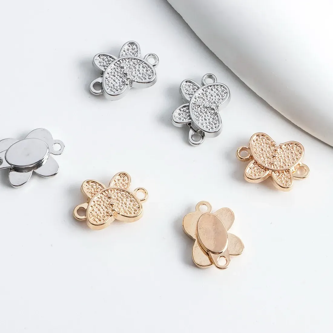18K Plated Gold Butterfly Magnet Buckle Bracelet Connection Button Head Magnetic Suction Button Diy Jewelry Ending Button Head