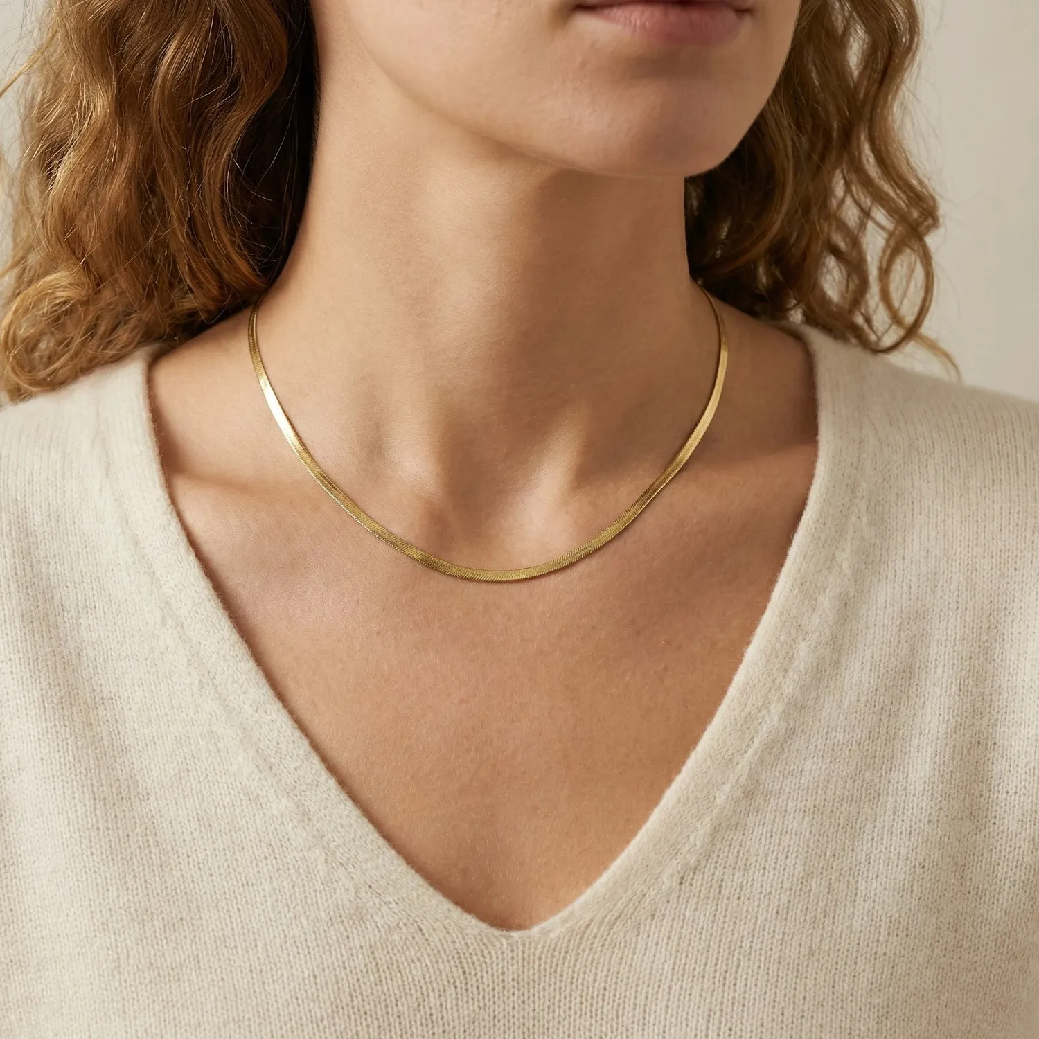 Authentic Vnox 18K Gold Plated Blade Flat Snake Chain Necklaces, Blade Choker Anti- Allergy Jewelry Girls