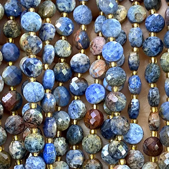 Authentic Sunset Sodalite Faceted Discs Beads Of Twilight Calm For Sacred Jewelry Crafting