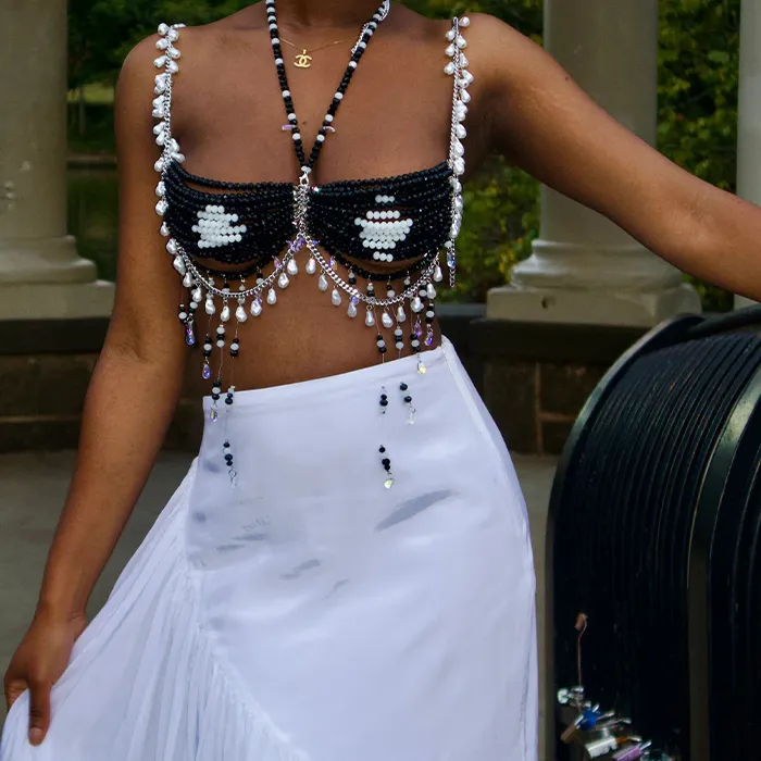 Authentic Beaded Crystal Body Chain An Enchanting Bikini Cover- Up Of Light And Sacred Geometry