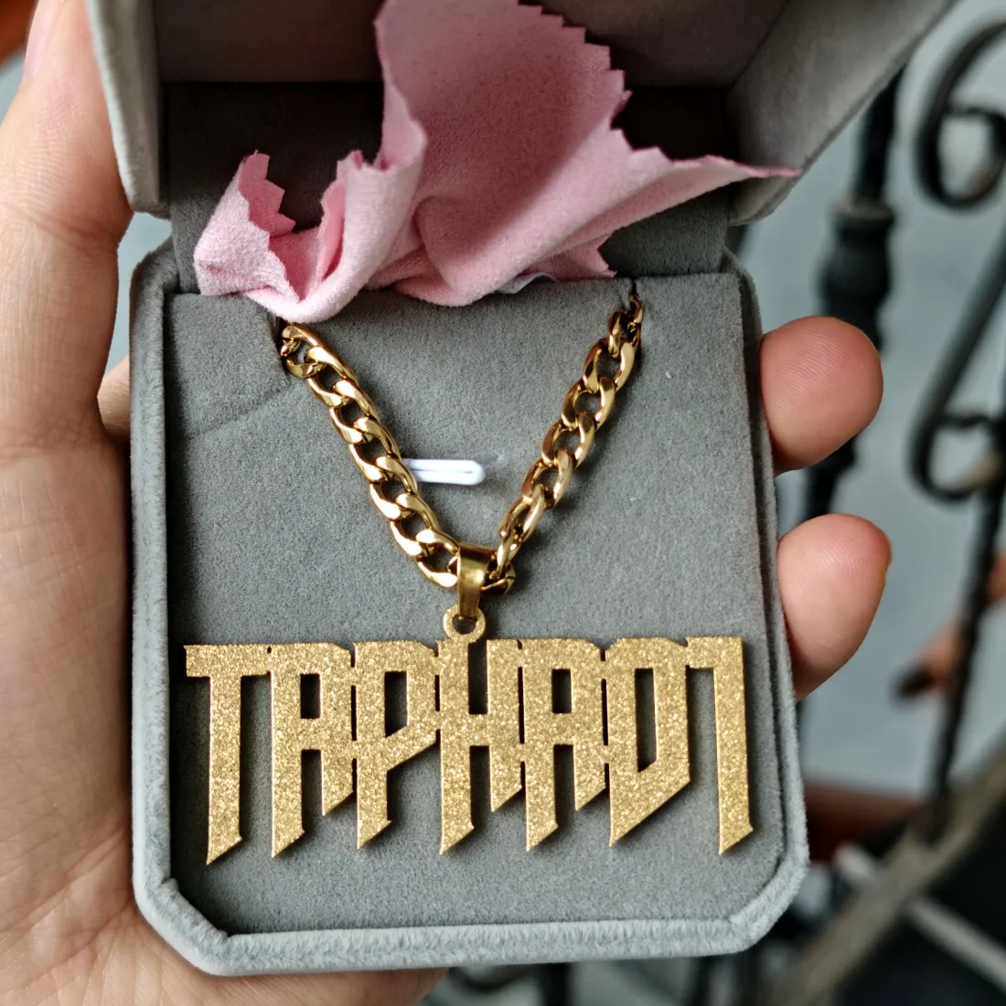 Authentic Cuban Chain Talisman The Matte Gold Personal Name Amulet