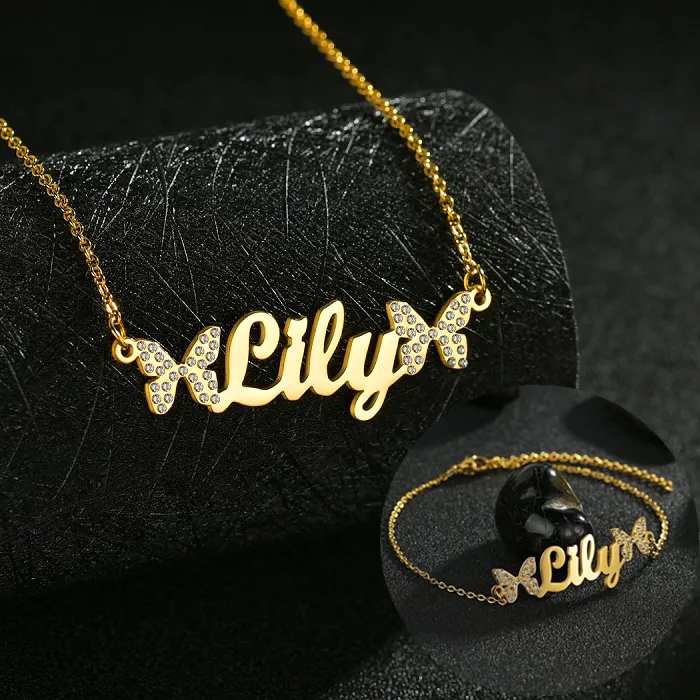 Authentic Atoztide Customized Jewelry Necklaces Zircon Stone Bracelets Name Butterfly Chain