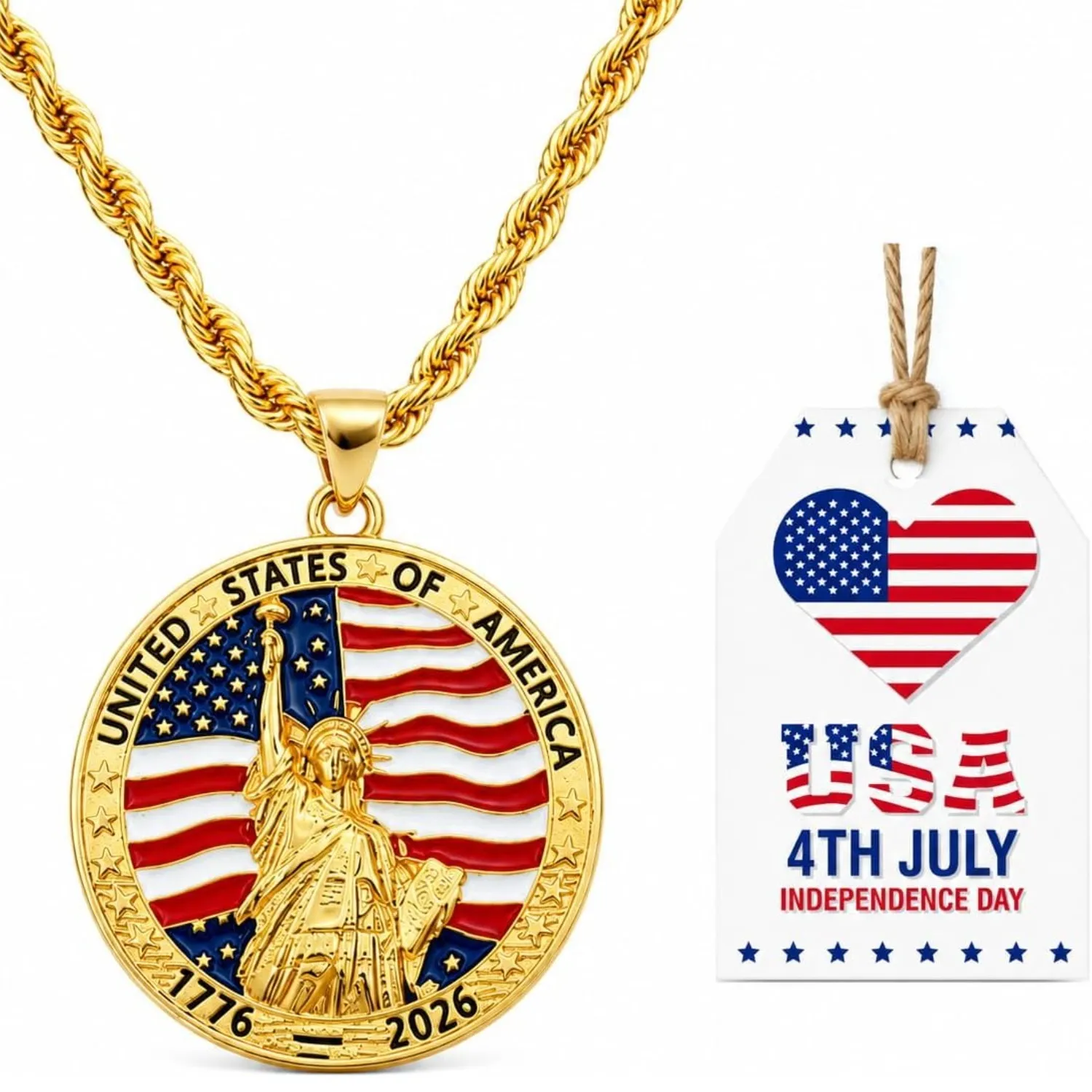 Authentic Liberty's Eternal Flame The 250Th Anniversary Commemorative Gold Pendant