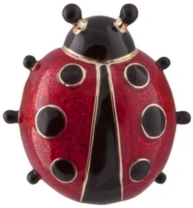 Authentic Ladybug Ladybird Pin Brooch Gold Plated Metal Set With Red & Black Enamel