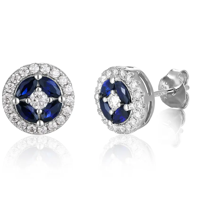 Authentic Apir Blue Sapphire Moissanite Stud Earrings 925 Sterling Silver Marquise Blue Stone Diamonds Earrings Jewelry