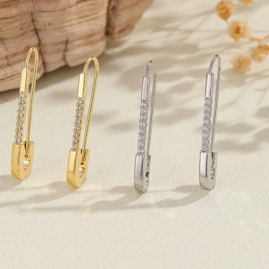 Authentic European And American Creative Exquisite Small Paper Clip Zircon Earrings And Versatile High- End Temperament Jewelry
