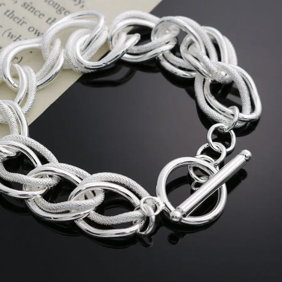 Authentic 925 Sterling Silver Beautiful Double Twist Chain Bracelets Accessories Jewelry Holiday