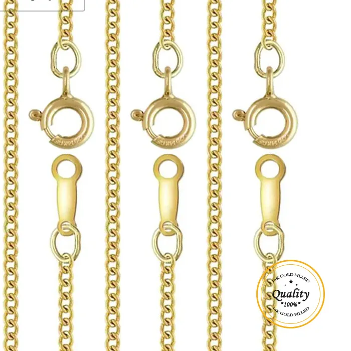 Authentic Curb Chain 14K Gold Filled Necklace 1.5Mm Chain Finished Necklace Gold Jewelry Minimalist Gold Filled Jewelry