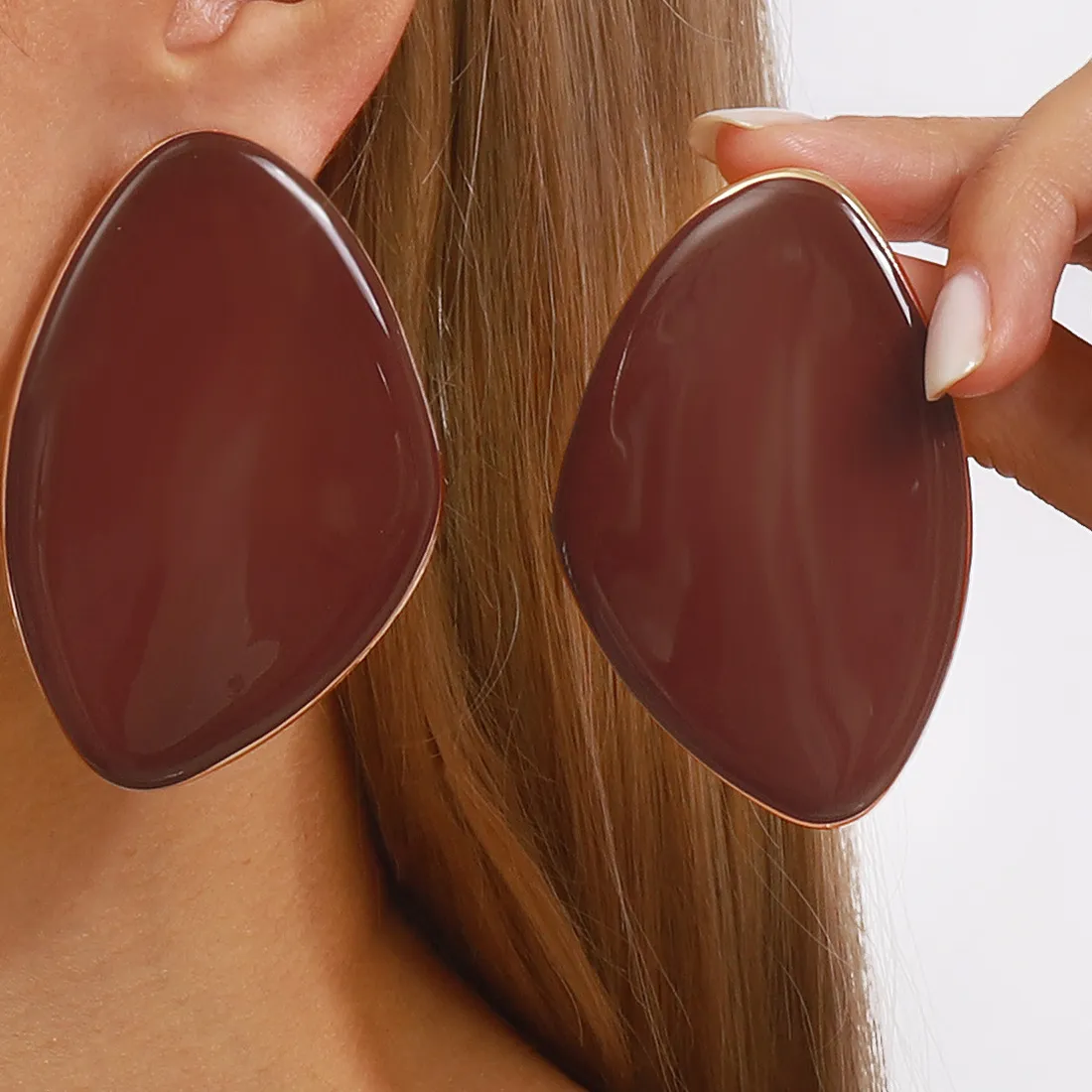 Authentic Tears Of The Earth Oversized Enamel Drop Earrings In Espresso Brown