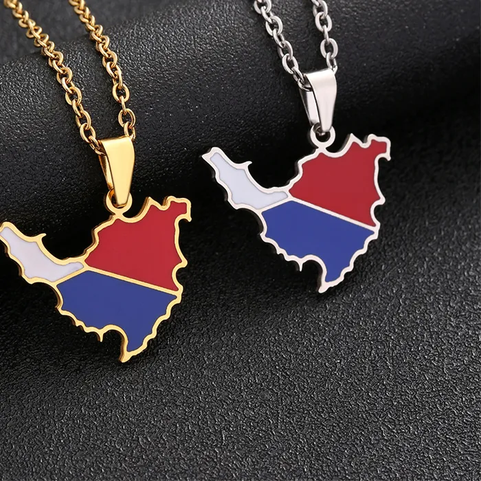 Authentic Saint Martin Island Pendant Necklace Gold Silver Caribbean Talisman Choker
