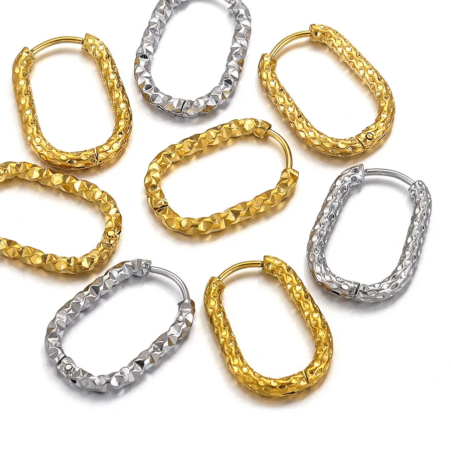 Authentic 6Pcs Gold Plated Rectangle Hoop Earrings Diy Punk Earrings Jewelry Making Parts Materials