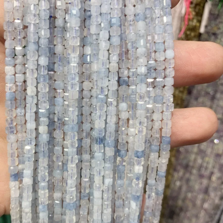 Authentic Whispers Of The Tidal Heart Cube Beads Of Aquamarine, Morganite & Green Agate