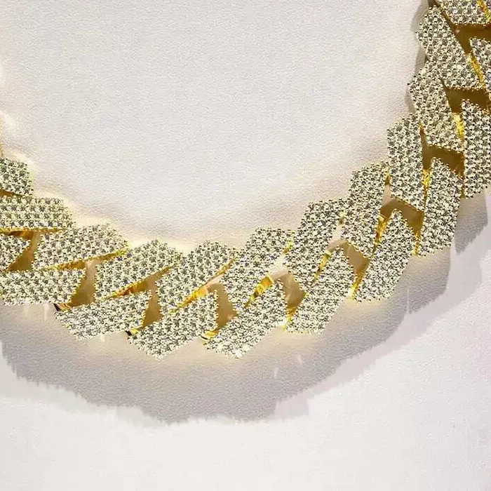 Authentic Custom Hip Hop Jewelry S925 Silver 24Mm 4 Rows Iced Out Vvs Moissanite Cuban Chain Necklace.