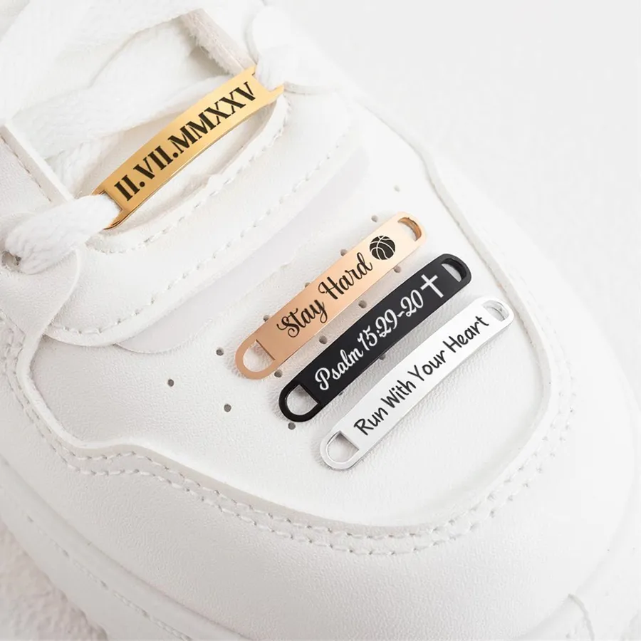 Authentic Running Shoe Tag Personalized Engraved Name Shoe Buckle Custom Date Shoe Lace Sneaker Decorations Jewelry