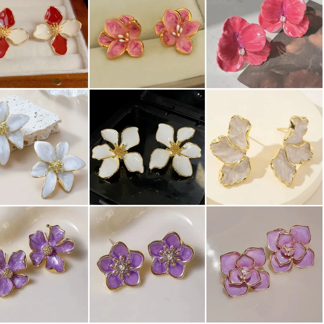 Authentic Botanical Starlight Enamel Floral Talisman Studs
