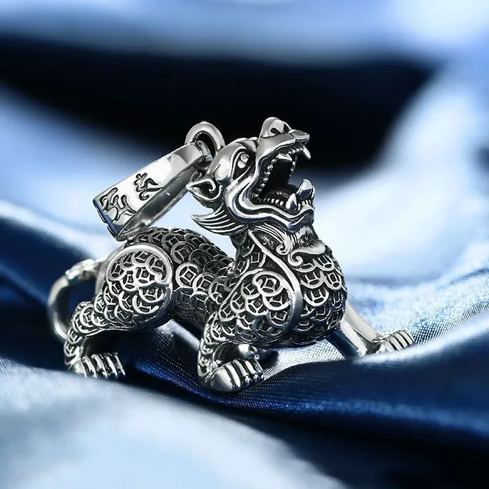Authentic Celestial Kirin Pendant Guardian Of Sovereignty In Sterling Silver