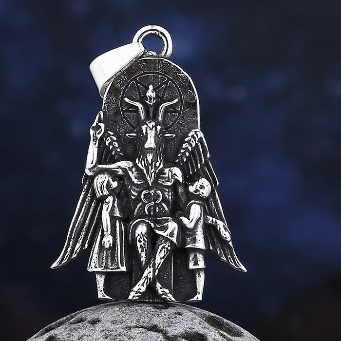 Authentic 316L Pendant Necklace Baphomet Goat Satanic Satan Leviathan Cross Demon Devil Lucifer Jewelry Boyfriend