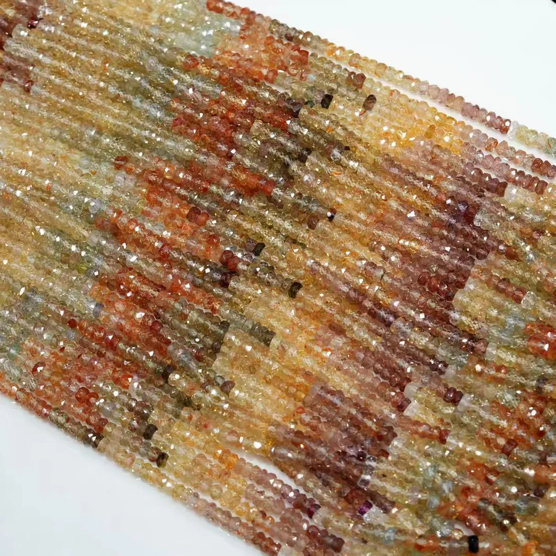 Authentic Zircon Yellow Faceted Roundelle 3- 4Mm 38Cm Loose Beads Nature Jewelry Accessories