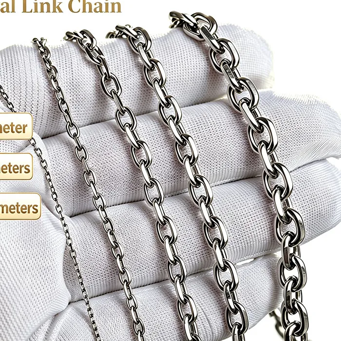 Authentic Oval Faceted Link Chain In Pure, Timeless, Hypoallergenic, Crafted For Lasting Adornment