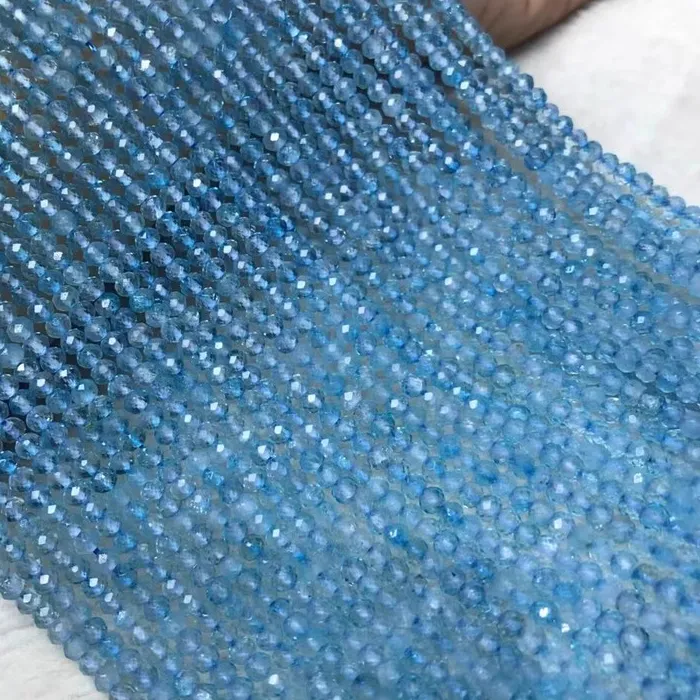Authentic Topaz Quartz Sky Blue Roundelle Faceted 3 4Mm For Diy Jewelry Making 38Cm Loose Beads Fppj Nature 1 String