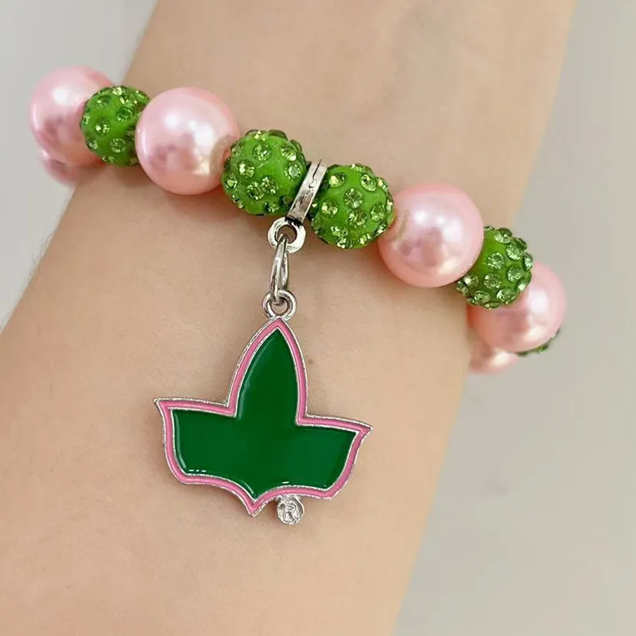 Authentic Sorority Ivy Pendant Bracelet In Pink & Green A Talisman Of Sisterhood