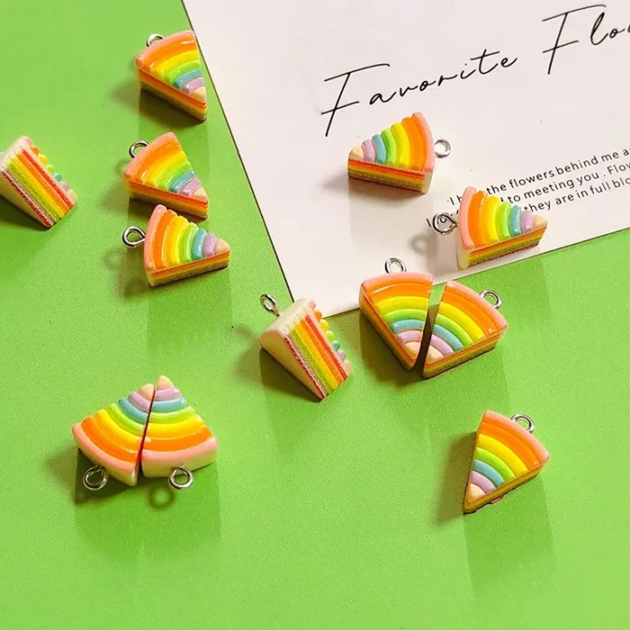 Authentic Sweets Of The Soul Rainbow Layer Cake Resin Charms For Whimsical Adornment