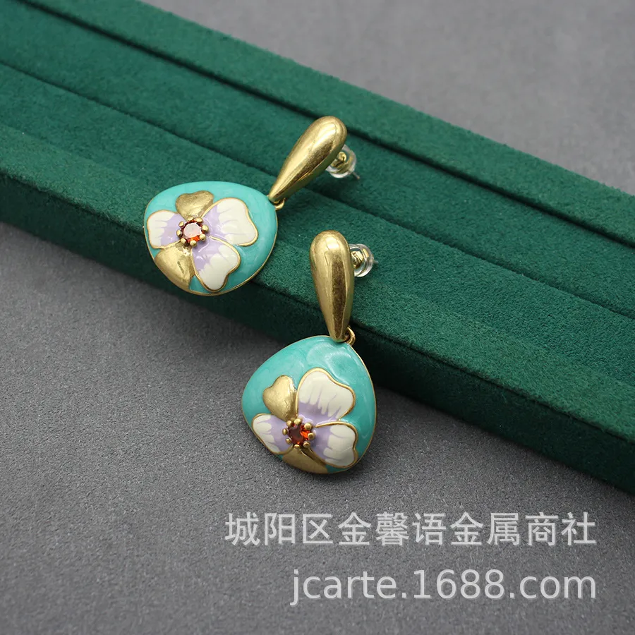 Authentic Petals Of The Ancient Court The Enamel Drip Talisman Earrings
