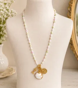Authentic Oceanic Serenity Pearl & Shell Talisman – Gold‑Plated Harmony Necklace