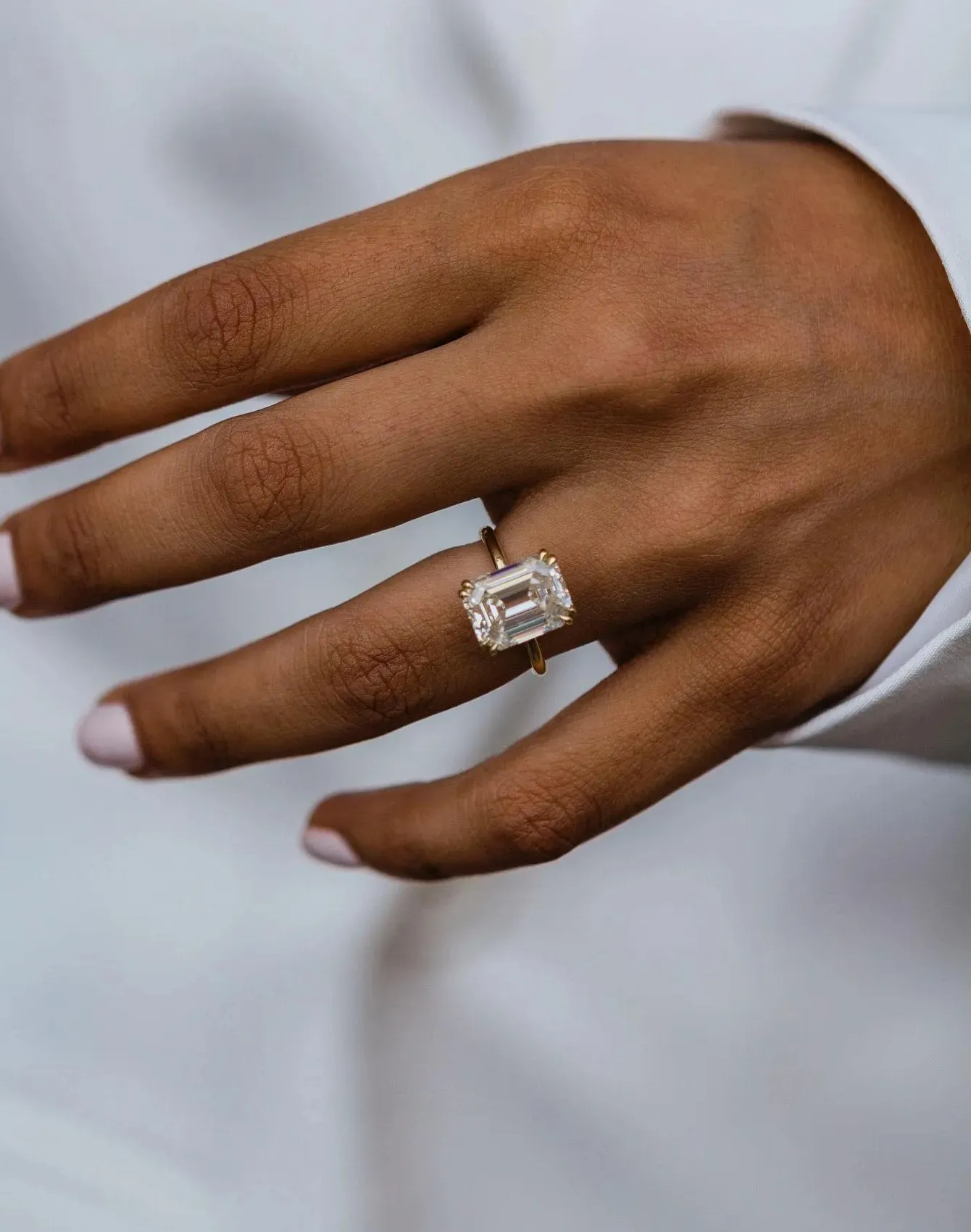 Authentic Old Mine Emerald Cut 6Ct Moissanite Solitaire Ring, 12 9Mm Center Stone, Double Claw Prong Setting, Solid 18K Yellow Gold Fine Jewelry, Anniversary Bridal