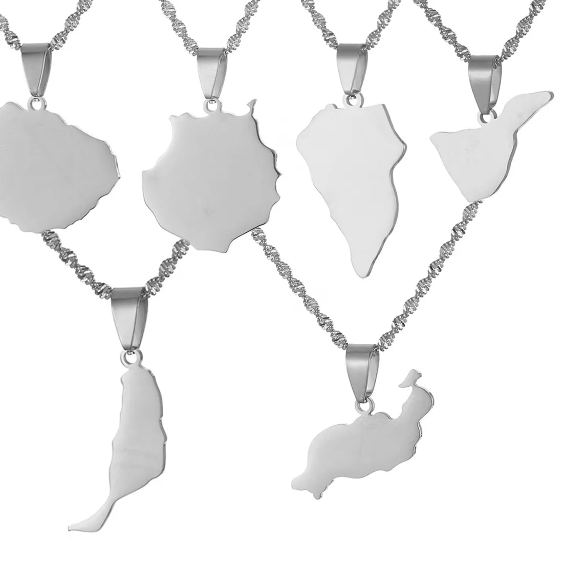 Authentic Spain Canary Islands Tenerife Gran Canaria Fuerteventura La Gomera Palam Lanzarote Maps Pendant Necklaces