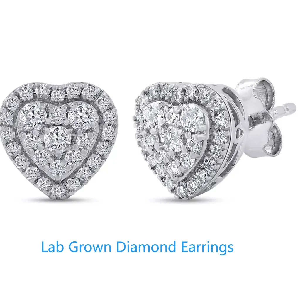 Authentic Hearts Of Crystalline Light Diamond Stud Earrings In 14K White Gold