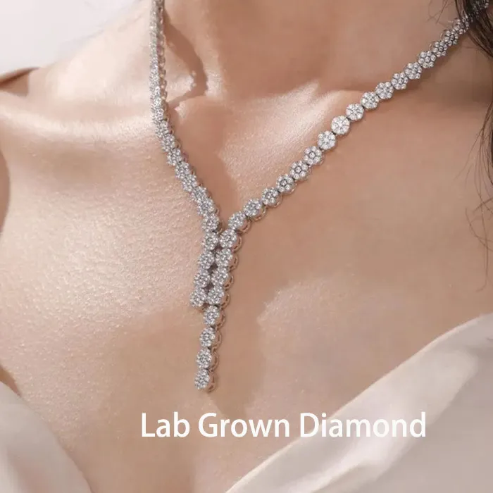 Authentic Celestial Light A Round Diamond Tennis Choker Of Golden Radiance