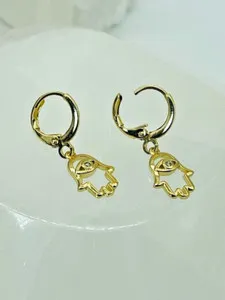 Authentic Protection, Balance, and Style: Hamsa Hand Evil Eye Dangle Hoop Earrings