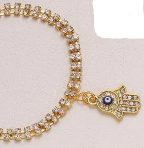 Authentic Radiant Protection Gold Plated Hamsa & Evil Eye Crystal Bracelet Jewelry
