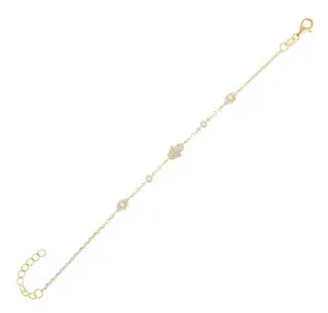 Authentic Gemnel 925 silver 14K gold plated hamsa evil eye bracelet
