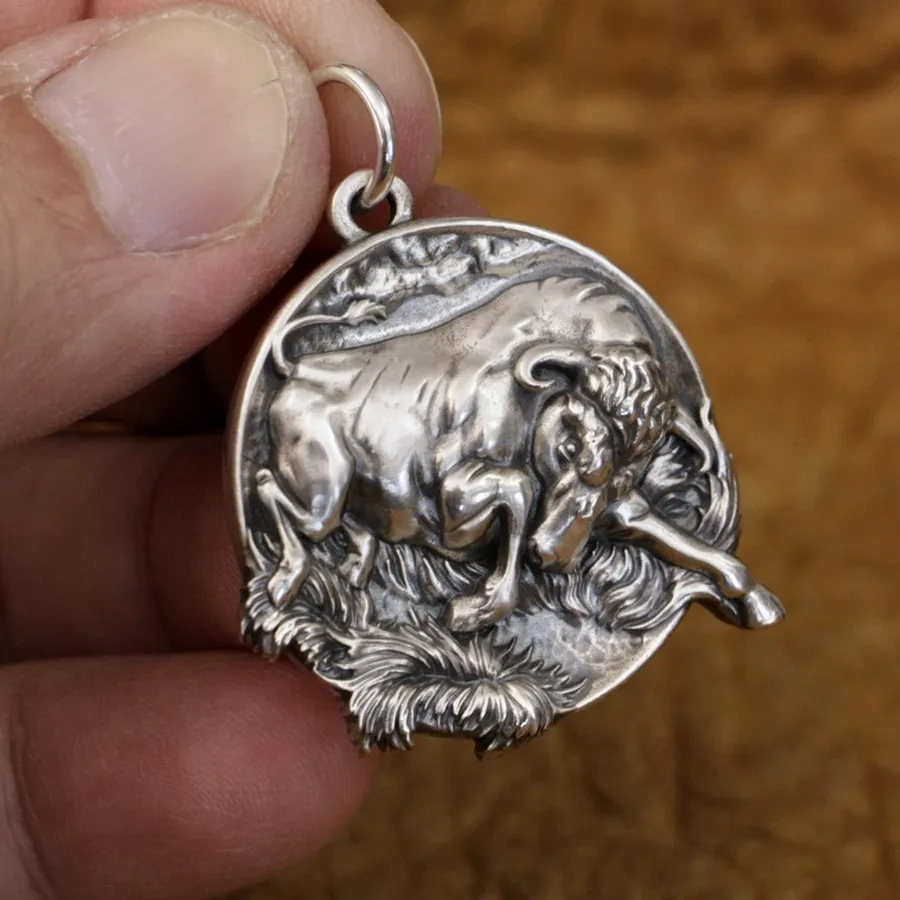Authentic Celestial Bull Guardian Talisman- Gold- Plated Spiritual Strength Amulet