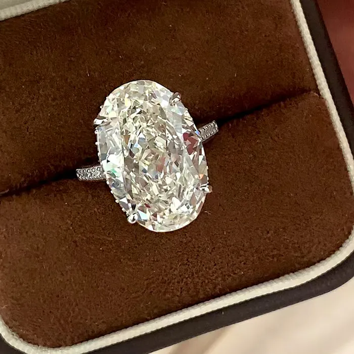Authentic Oval 15Ct Lab Moissanite Diamond Ring 925 Sterling Silver Band Rings Bridal Jewelry