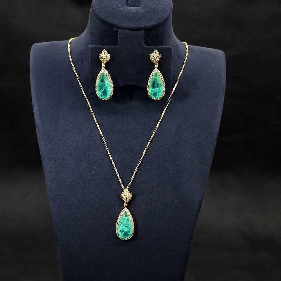 Authentic The Aqua Veil Amulet Gold- Plated Necklace And Earrings