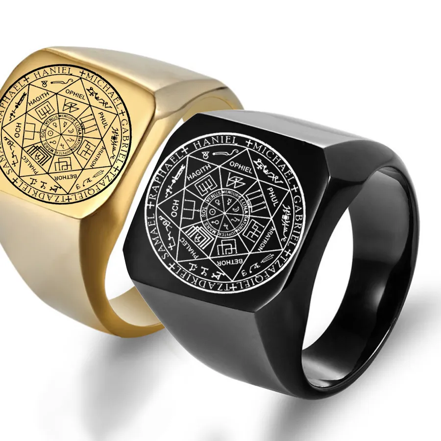 Authentic Protection Amulet Seal Solomon Kabbalah Polished Band The Seals Of The Seven Archangels Rings