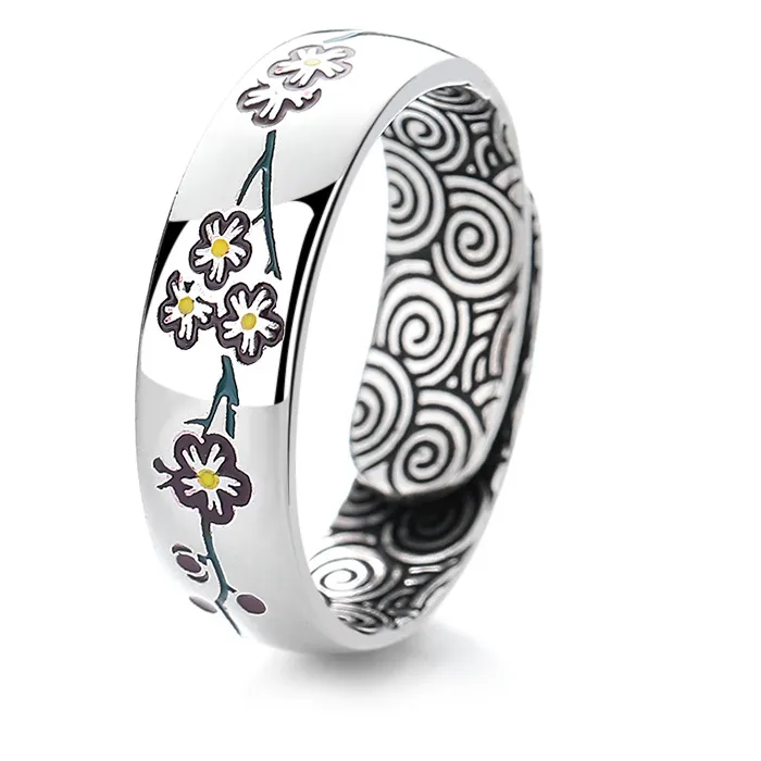 Authentic Plum Blossom Whisper An Ethereal Silver Ring Of Protection