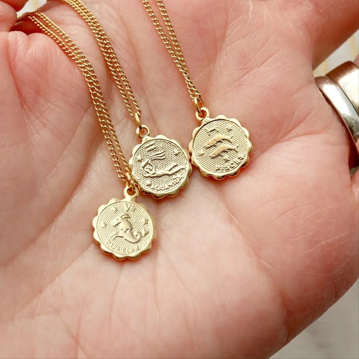 Authentic Celestial Zodia Gold- Plated Guardian Amulet Necklace