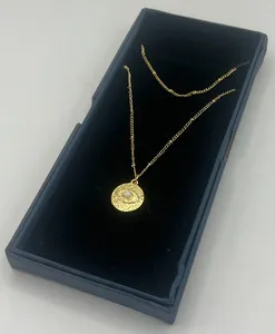 Authentic Gold-Plated Ywduoying Necklace Set Protective Evil Eye Medallion Pendant w/ Box