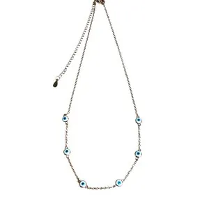 Authentic Rose Gold Plated Sterling Silver 925 Station Chain Evil Eye Necklace