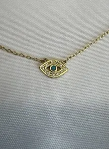 Authentic Lavishe 14K Gold Plated 925 Sterling Silver Evil Eye Chain Necklace