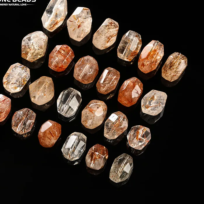 Authentic 1 Pc Natural Black Super Seven Rutilated Quartz Faceted Irregular Shape Bead For Jewelry Making Diy Necklace Bracelet Accessory