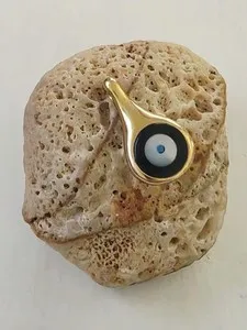 Authentic Sterling Silver 925 Evil Eye Protector Drop Shape Gold Plated Pendant.