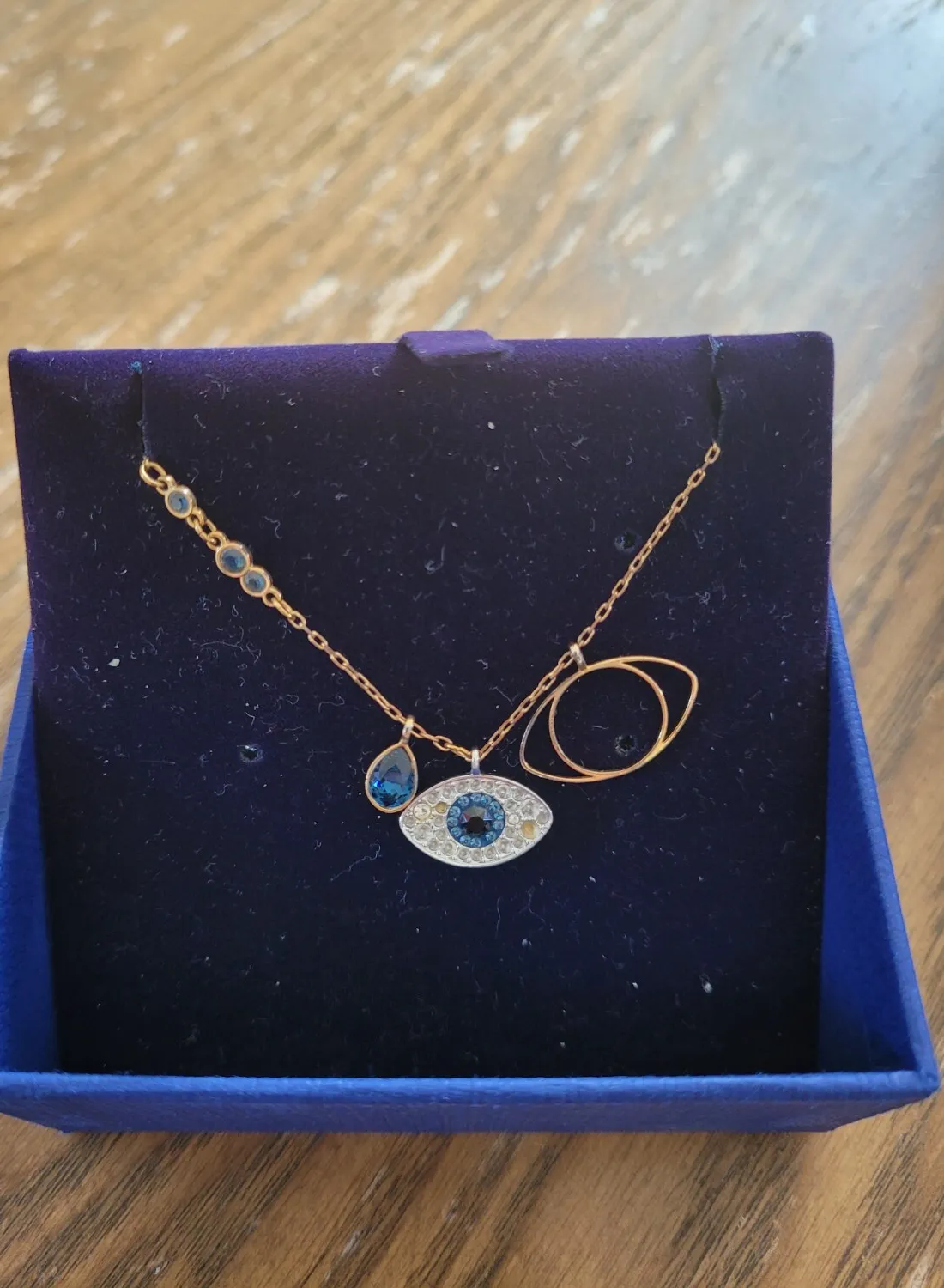 Authentic Women's Swarovski Evil Eye Crystal Rose Gold plated Necklace 