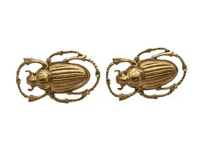 Authentic Scarab of Transformation: Egyptian Gold-plated Dung Beetle Cufflinks